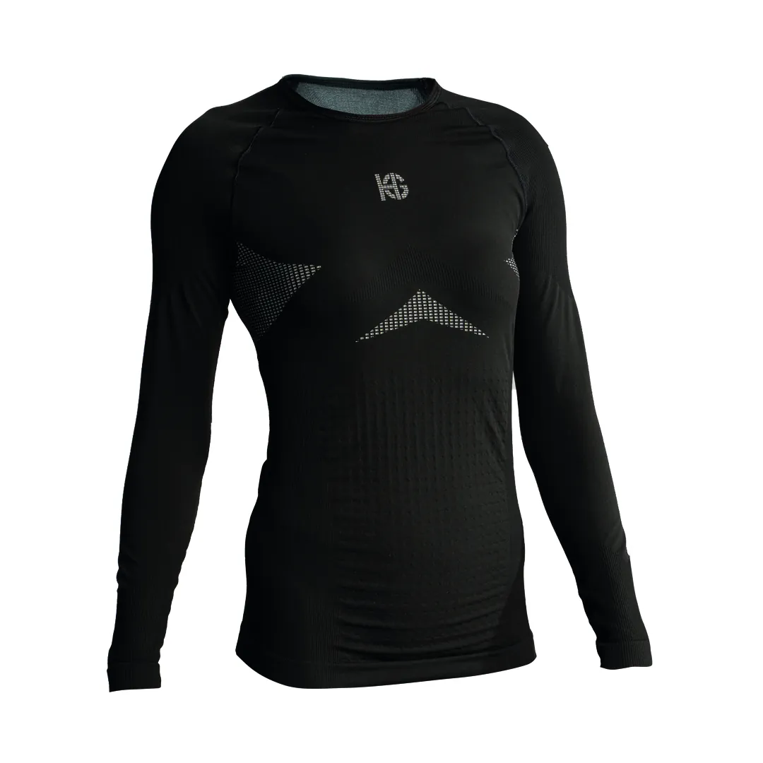 sport hg SOMMA Camiseta femenina de manga larga con fibra de carbono negro