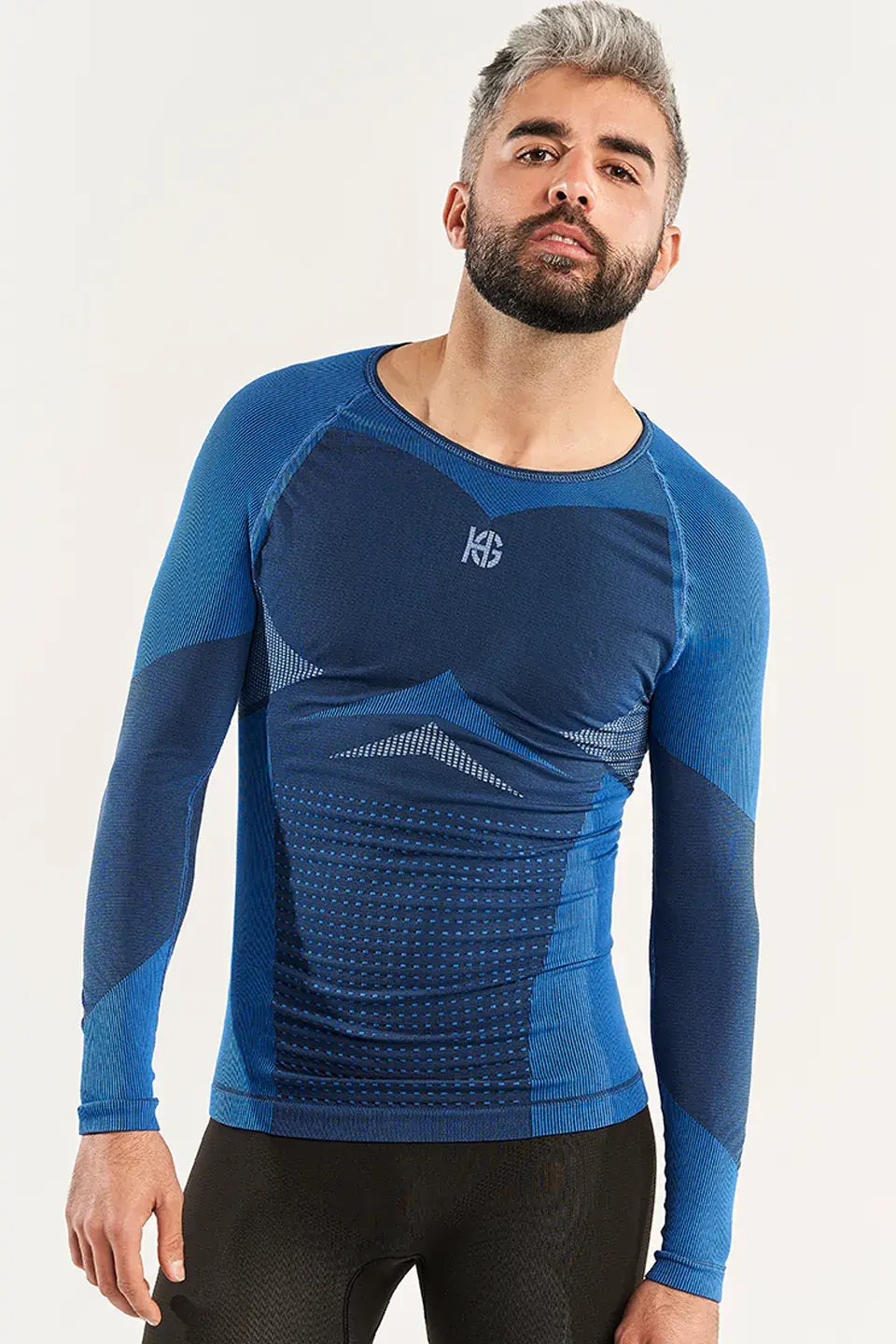 sport hg SOMMA Camiseta masculina de manga larga con fibra de carbono azul