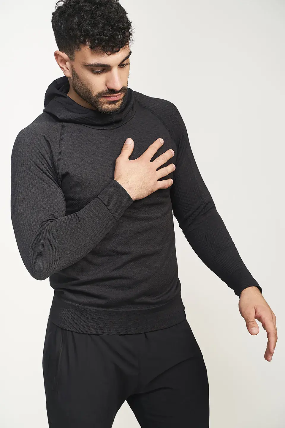 sport hg TITAN Sudadera técnica con capucha masculina negro asfalto