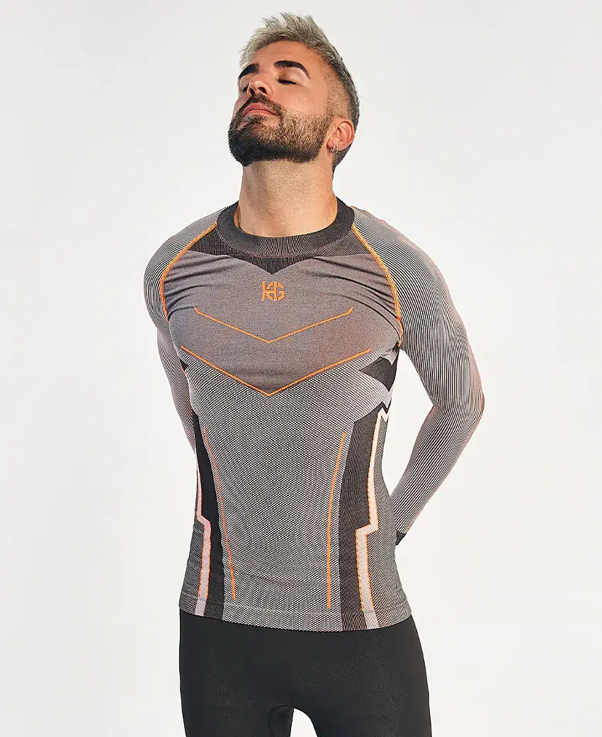 sport hg VERGES Camiseta de manga larga con fibra de carbono naranja fluor