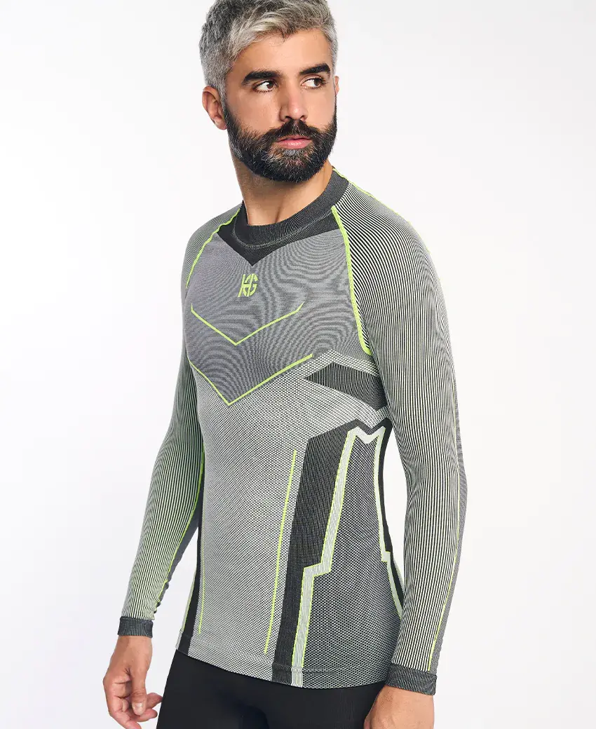 sport hg VERGES Camiseta de manga larga con fibra de carbono amarillo fluor