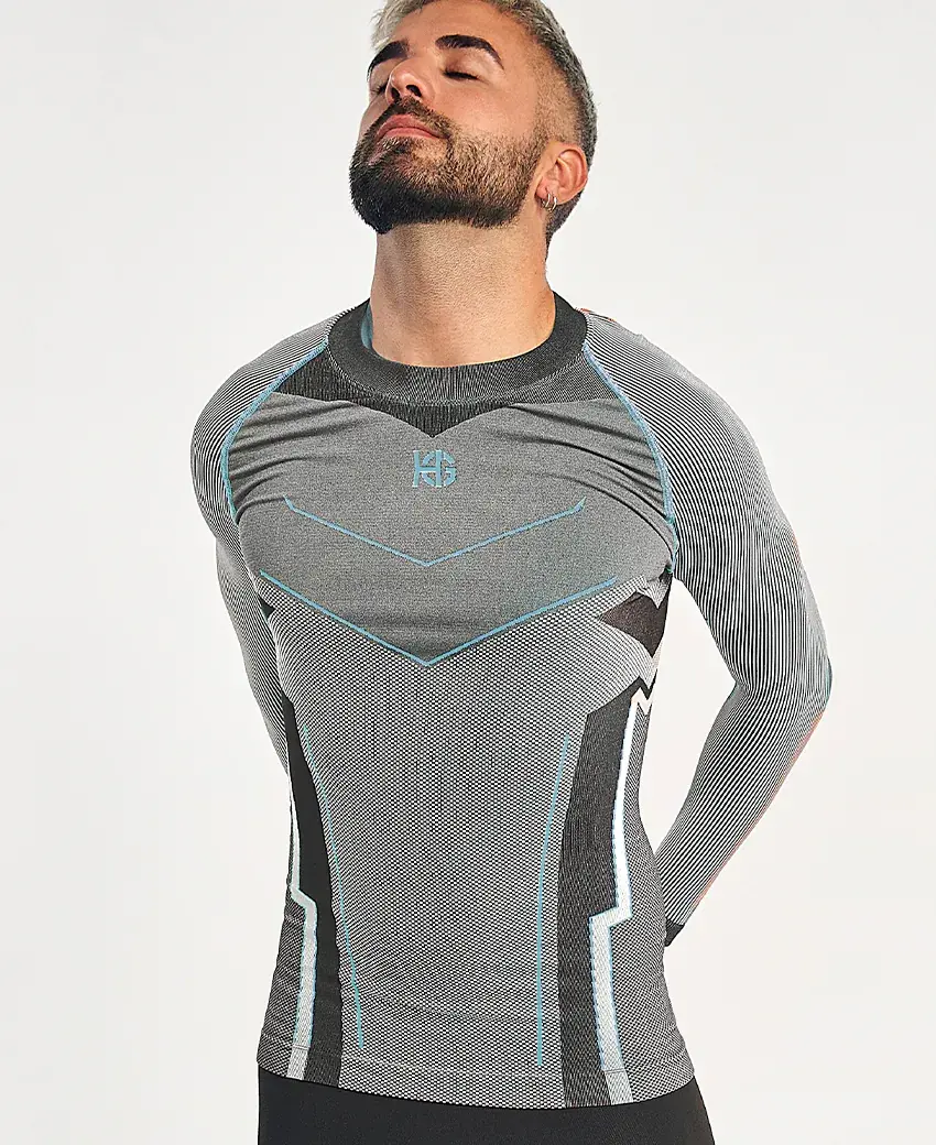 sport hg VERGES Camiseta de manga larga con fibra de carbono azul fluor