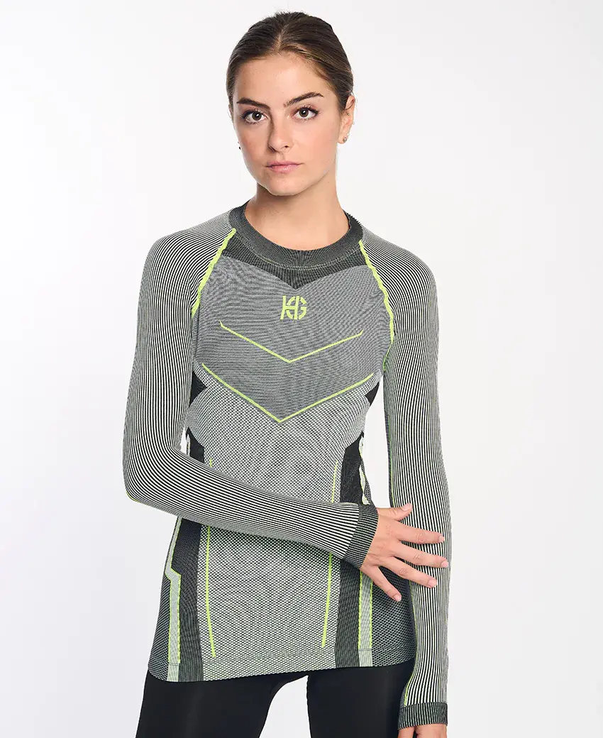 sport hg VERGES Camiseta de manga larga con fibra de carbono amarillo fluor