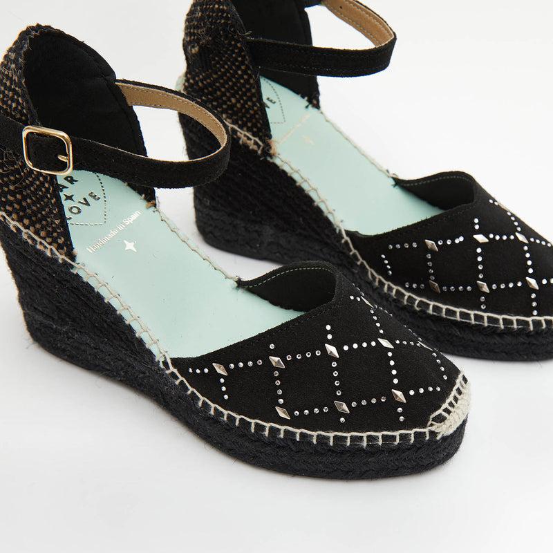 Star Love Alpargata Cuña Mujer CARINAE136 NEGRO Brillantes