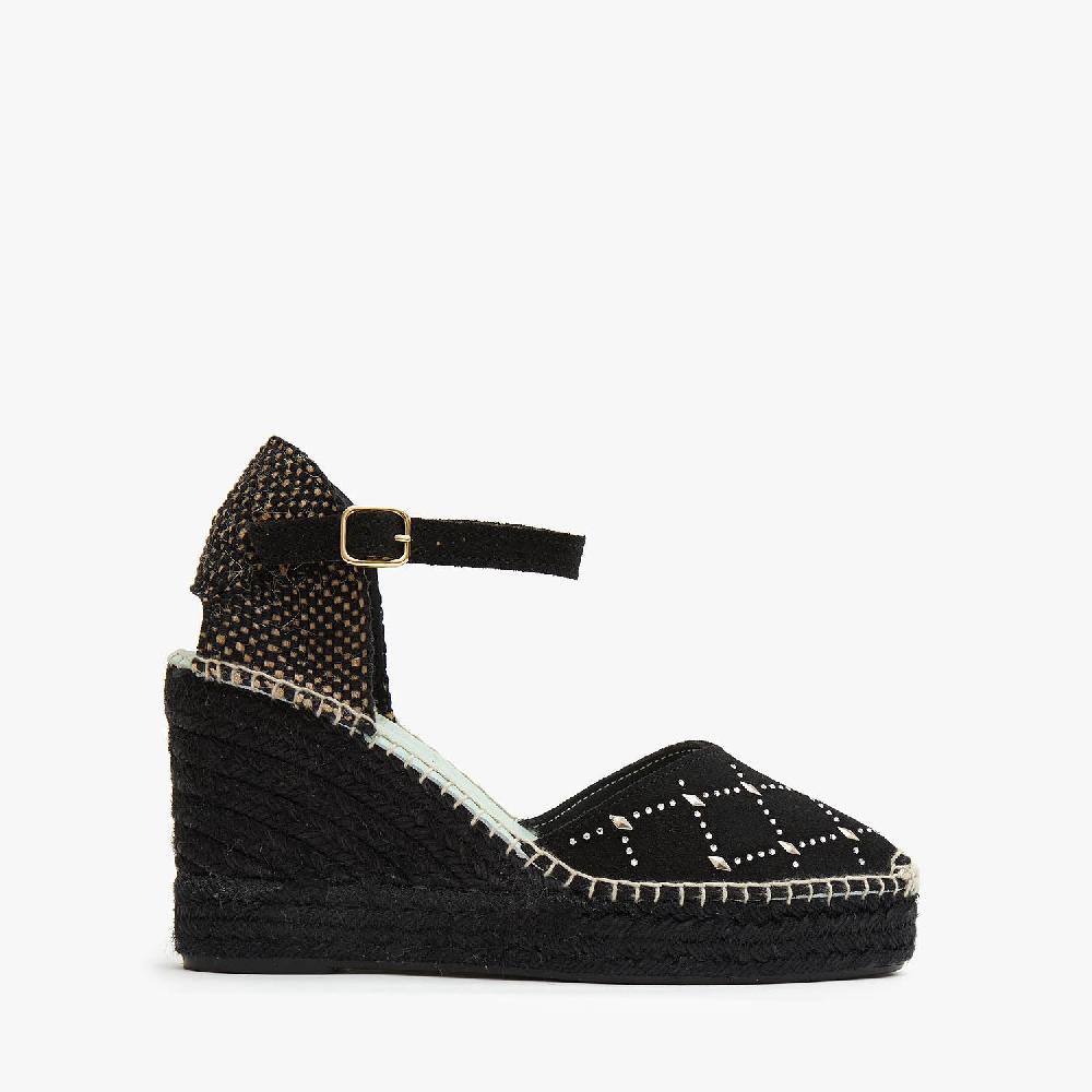 star love alpargata cuña mujer CARINAE136 NEGRO brillantes