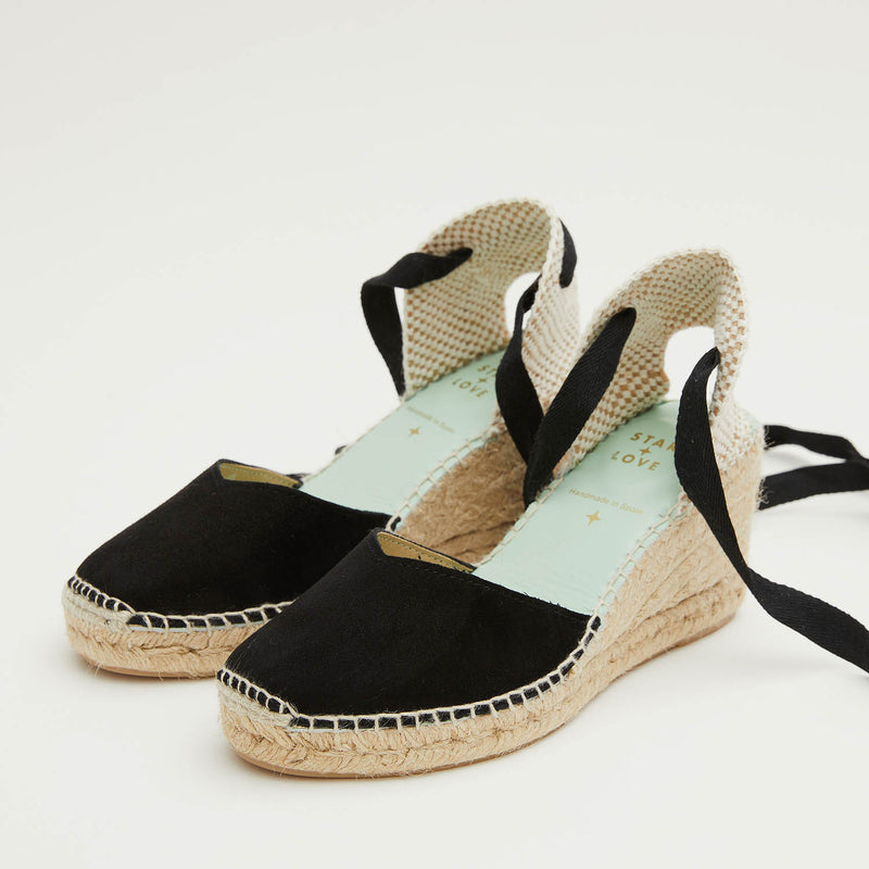Star Love Alpargata Cuña Mujer COLUMBA NEGRO Cintas
