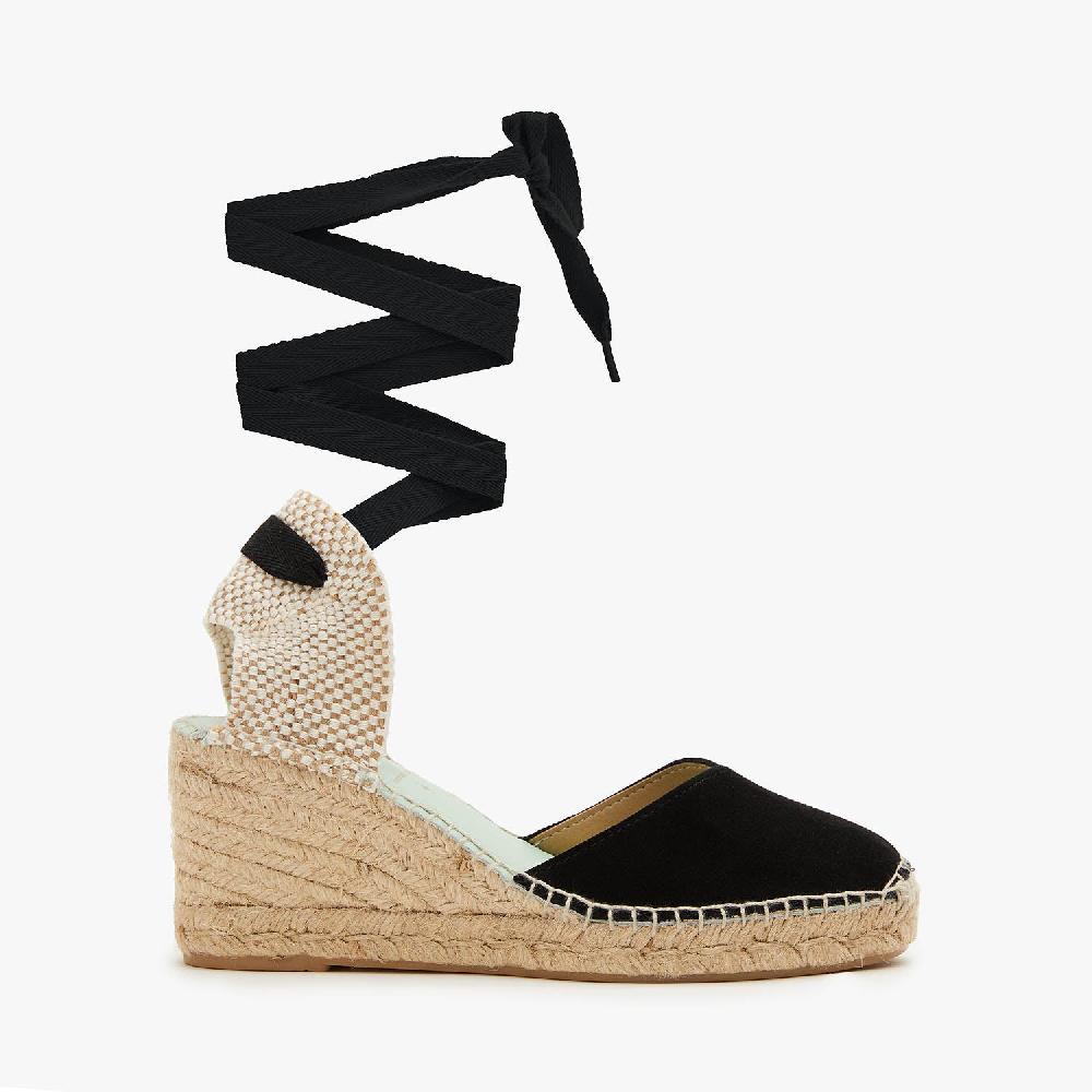 star love alpargata cuña mujer COLUMBA NEGRO cintas