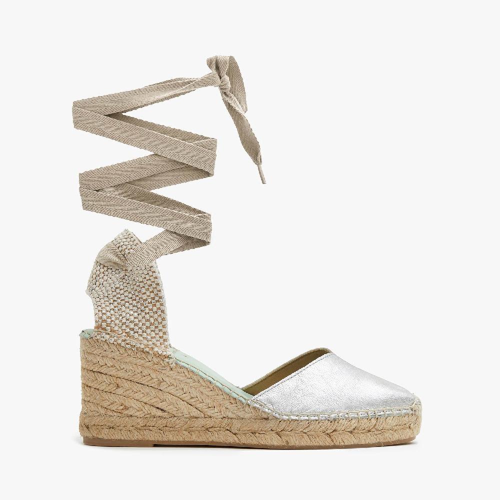 star love Alpargata cuña mujer COLUMBA PLATA METALIZADA