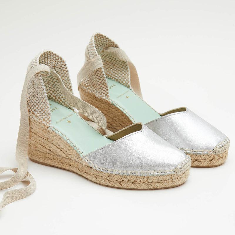 Star Love Alpargata Cuña Mujer COLUMBA PLATA METALIZADA