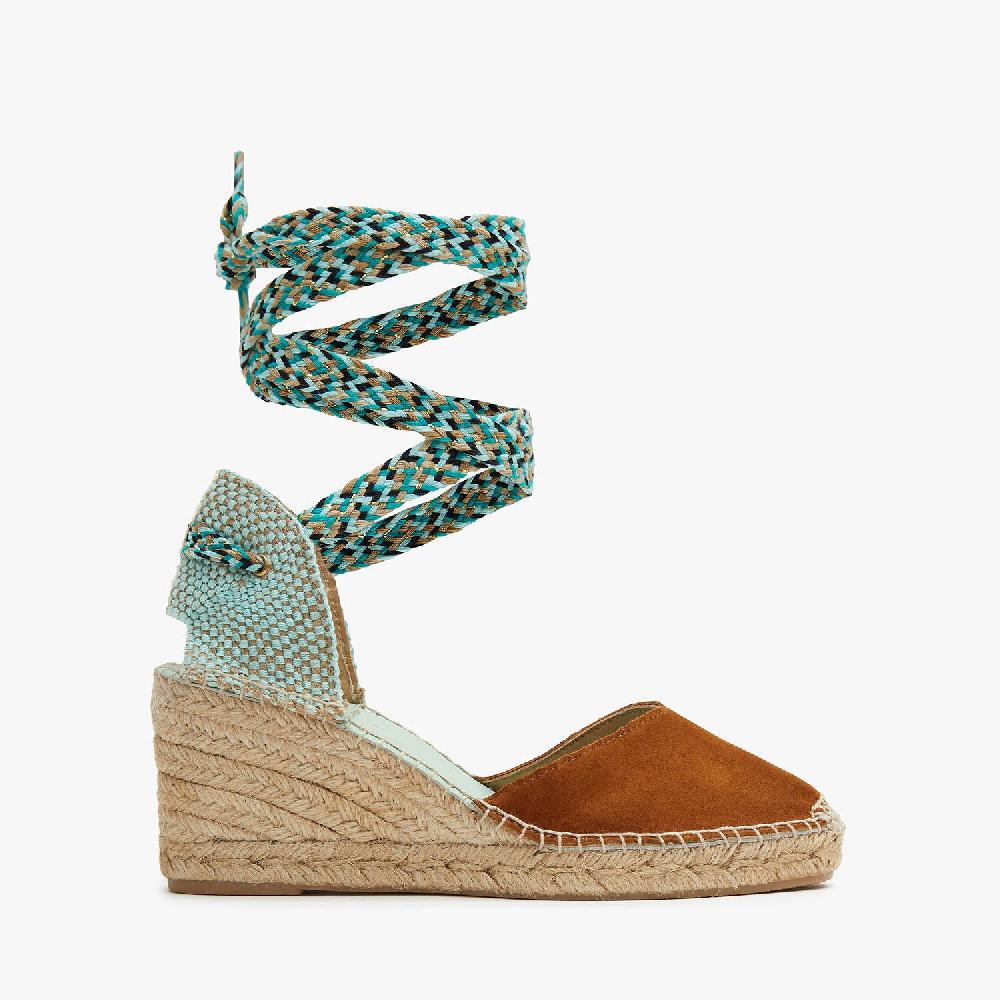 star love alpargata cuña mujer COLUMBA124 CUERO cintas