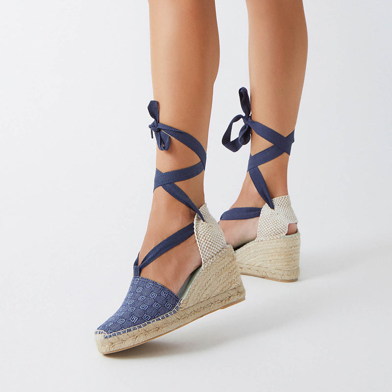 Star Love Alpargata Cuña Mujer ELARA130 TEJANO Cintas