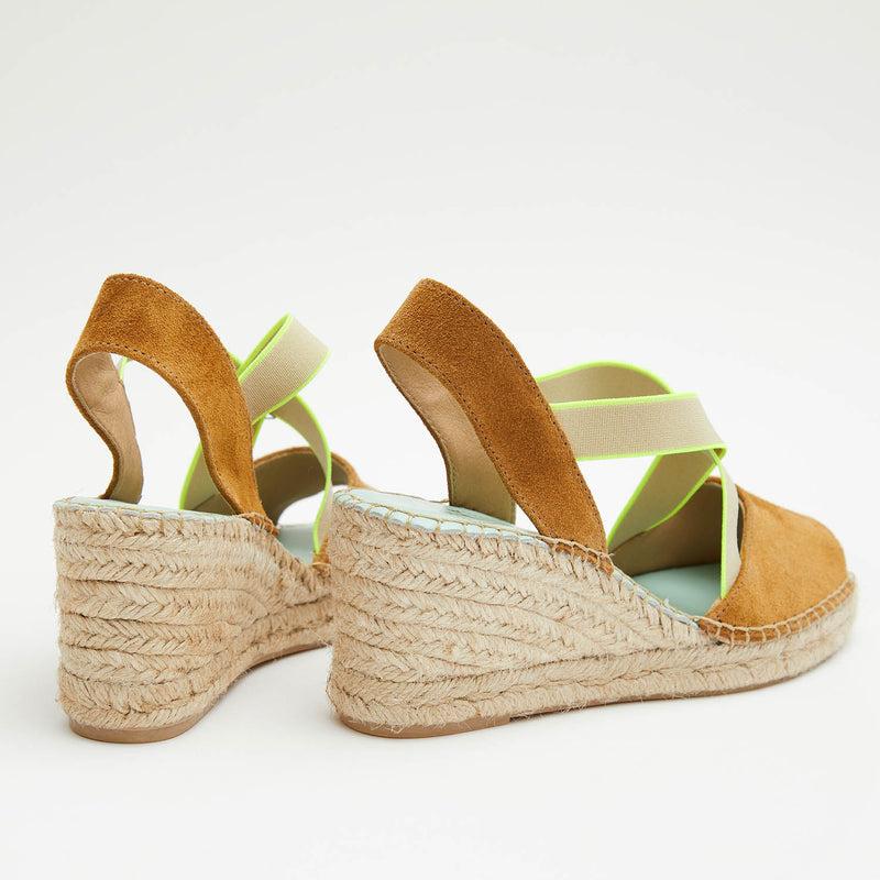 Star Love Alpargata Cuña Mujer HATYSA121 CANELA/AMARILLO Elasticos Fluor