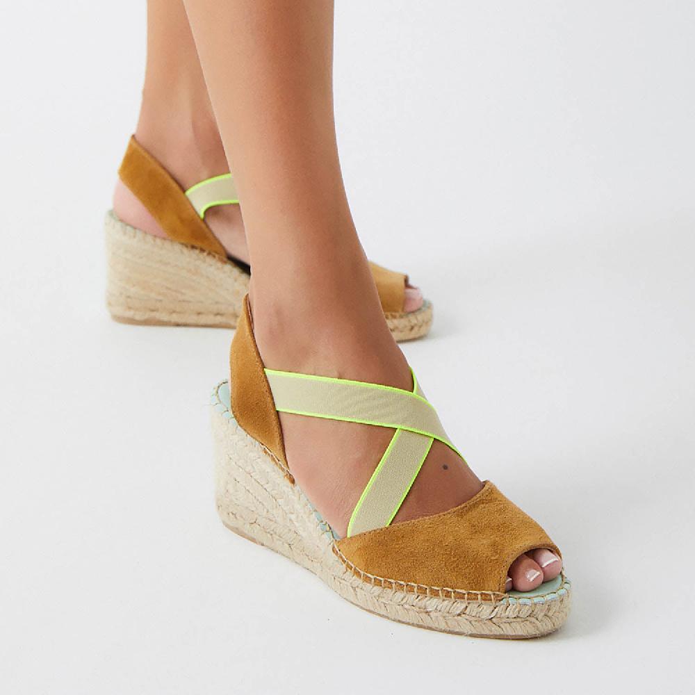 star love alpargata cuña mujer HATYSA121 CANELA/AMARILLO elasticos fluor
