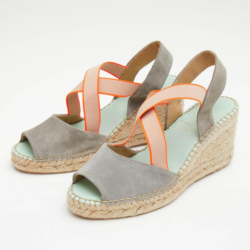 Star Love Alpargata Cuña Mujer HATYSA121 NIQUEL/CORAL Elásticos Fluor