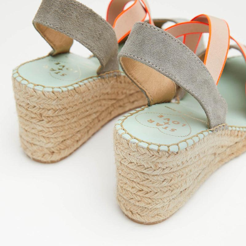 Star Love Alpargata Cuña Mujer HATYSA121 NIQUEL/CORAL Elásticos Fluor