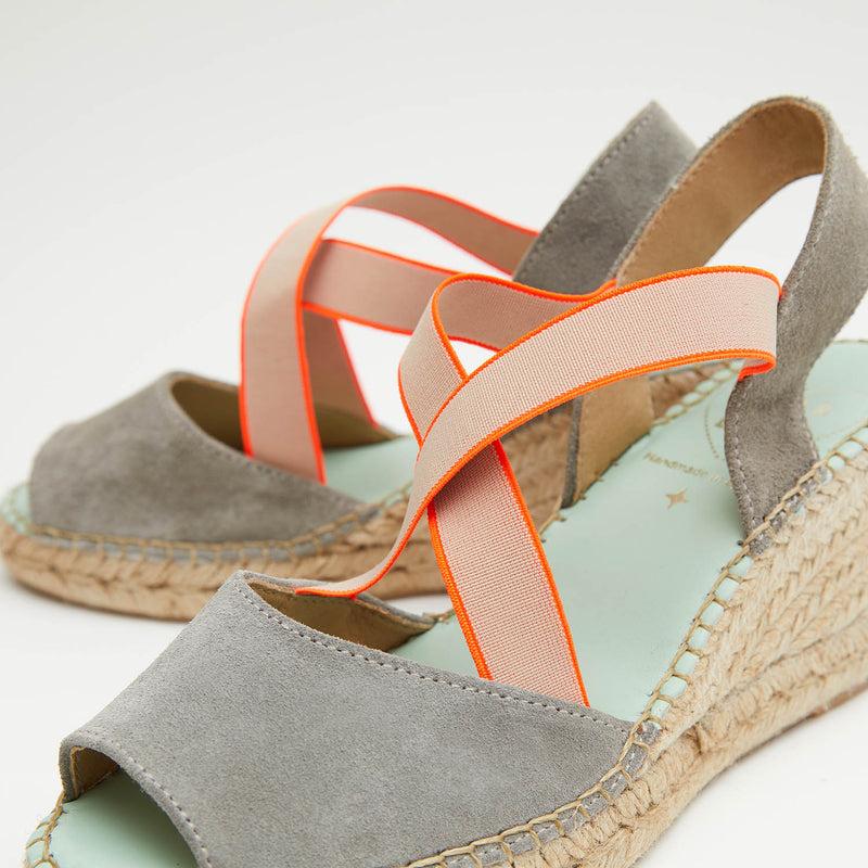 Star Love Alpargata Cuña Mujer HATYSA121 NIQUEL/CORAL Elásticos Fluor