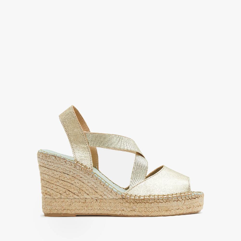 star love alpargata cuña mujer HATYSA131 PLATINO elásticos metalizada