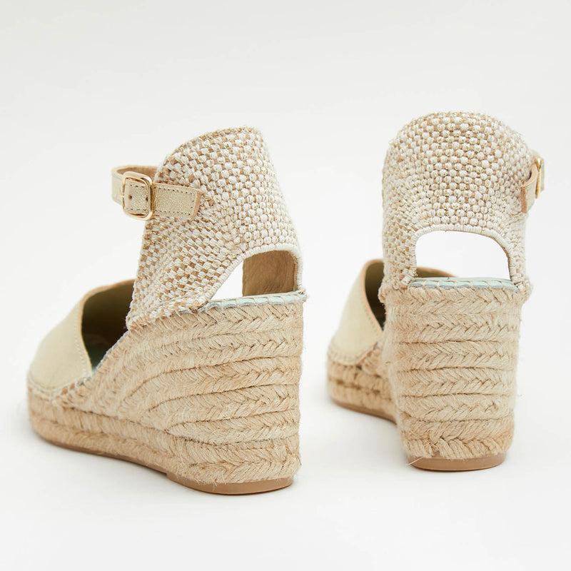 Star Love Alpargata Mujer Cuña ATRIAMETAL PLATINO Hebilla