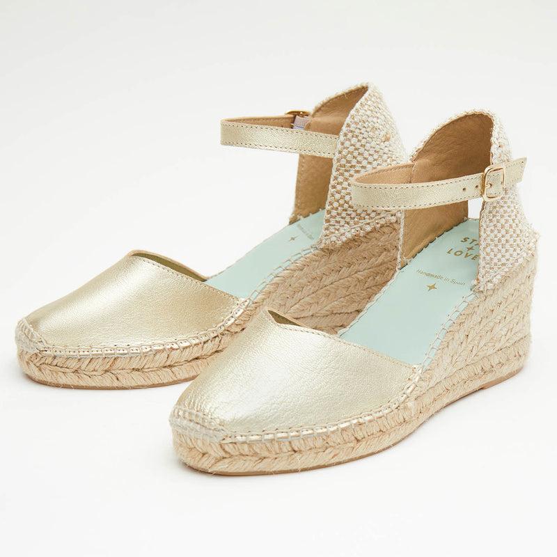 Star Love Alpargata Mujer Cuña ATRIAMETAL PLATINO Hebilla