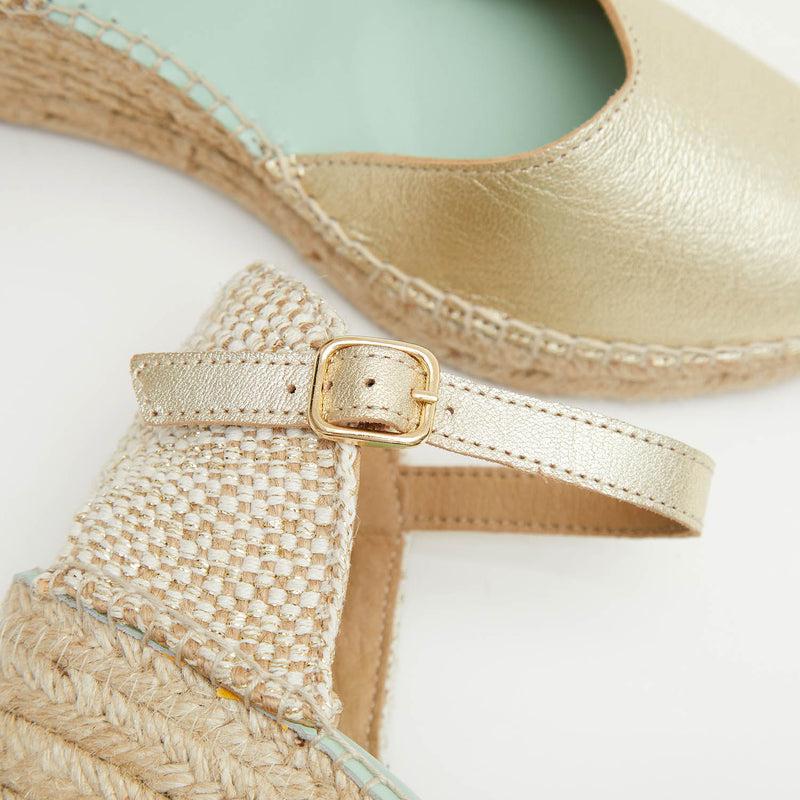 Star Love Alpargata Mujer Cuña ATRIAMETAL PLATINO Hebilla