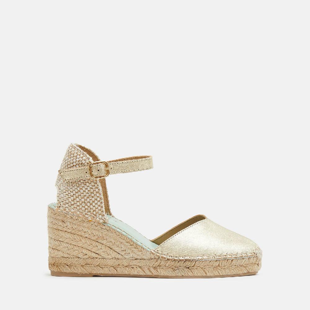 star love alpargata mujer cuña ATRIAMETAL PLATINO hebilla