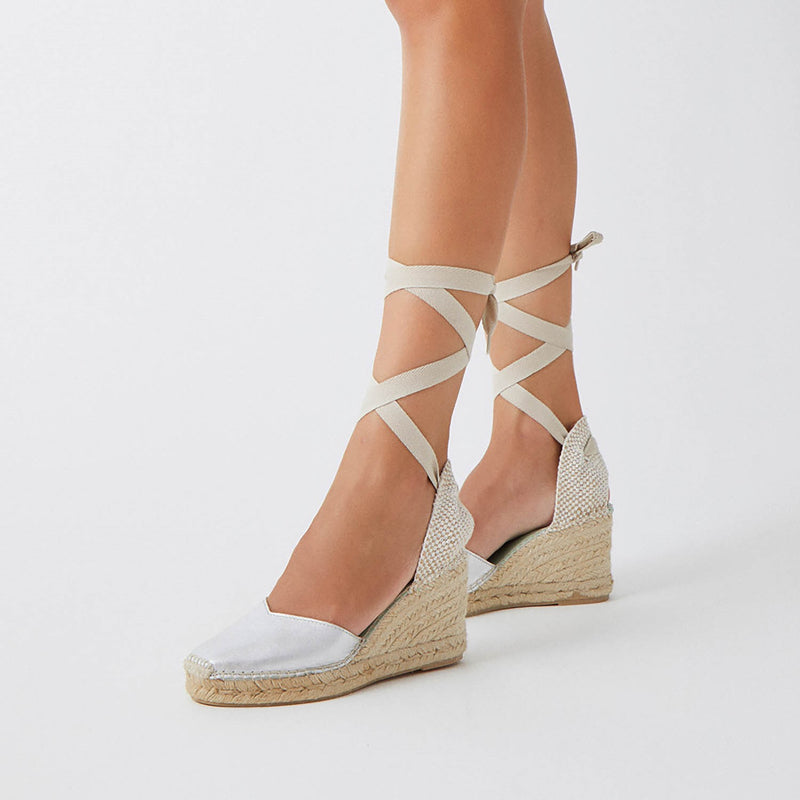 Star Love Alpargata Mujer Cuña BETA METAL PLATA Cintas