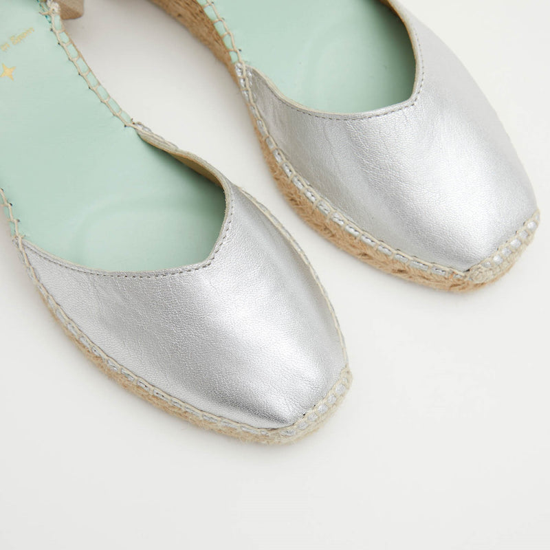 Star Love Alpargata Mujer Cuña BETA METAL PLATA Cintas