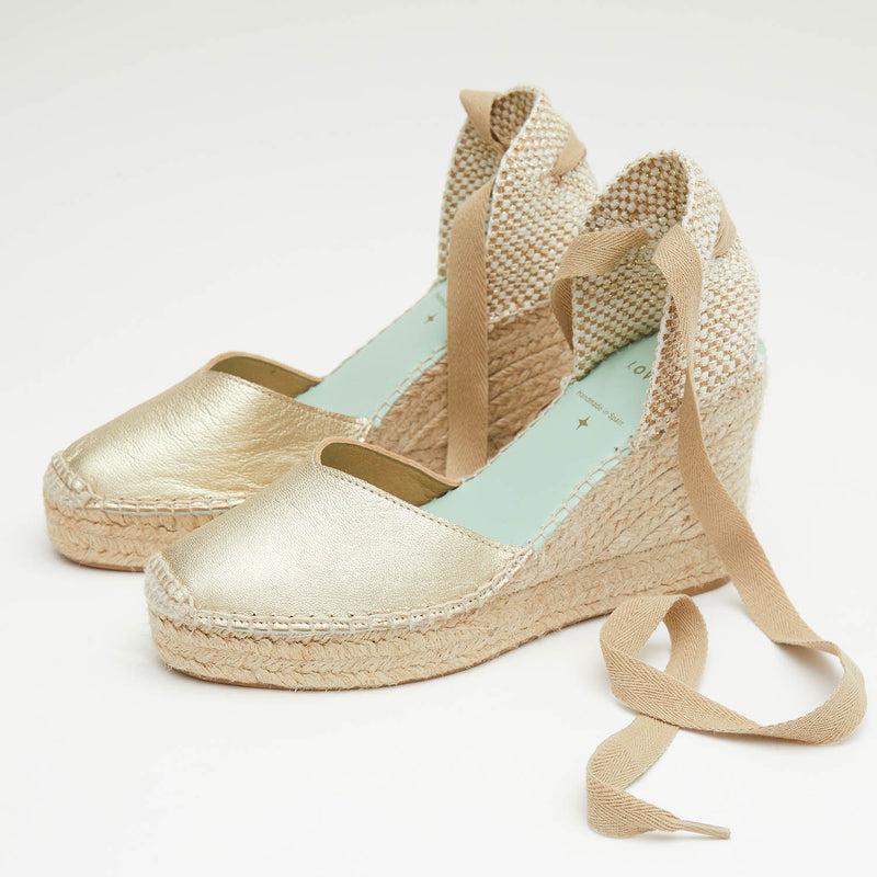 Star Love Alpargata Mujer Cuña BETAMETAL PLATINO Cinta