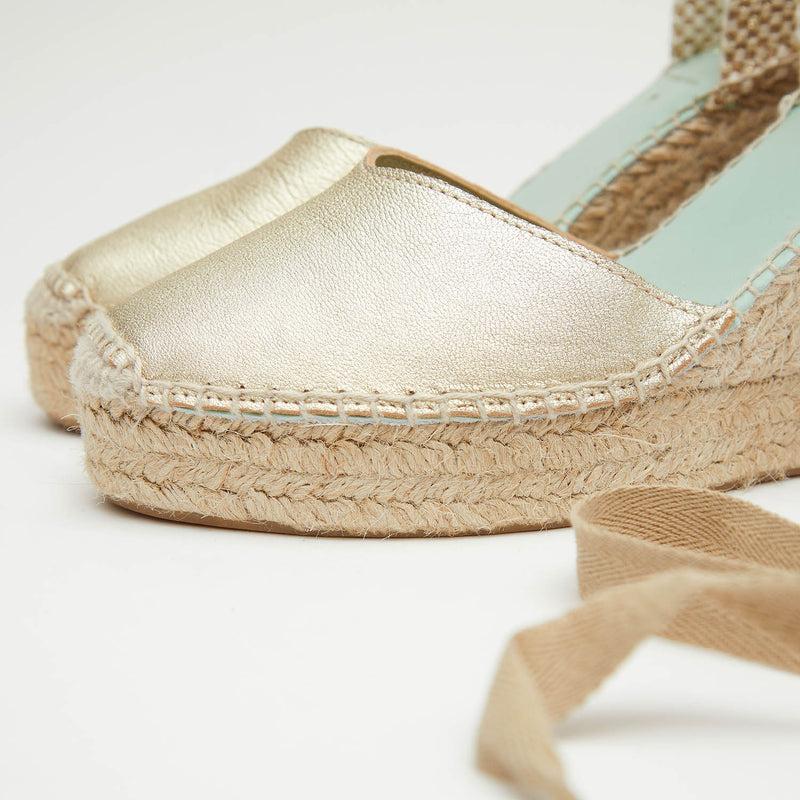 Star Love Alpargata Mujer Cuña BETAMETAL PLATINO Cinta