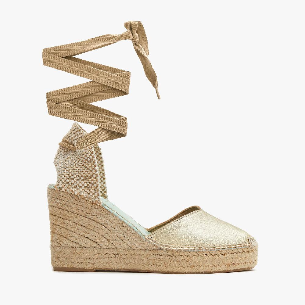 star love Alpargata mujer cuña BETAMETAL PLATINO cinta