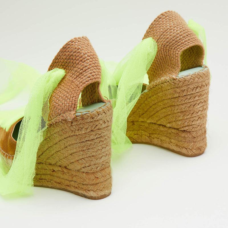 Star Love Cuñas Canela Y Amarillo Fluor Con Cinta De Tul | Meridian