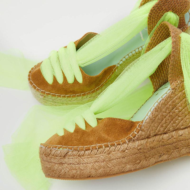 Star Love Cuñas Canela Y Amarillo Fluor Con Cinta De Tul | Meridian