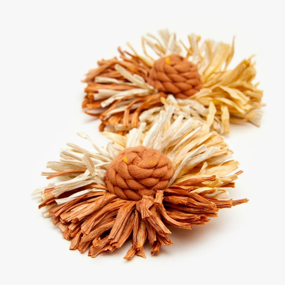 star love Accesorio flor rafia Canela