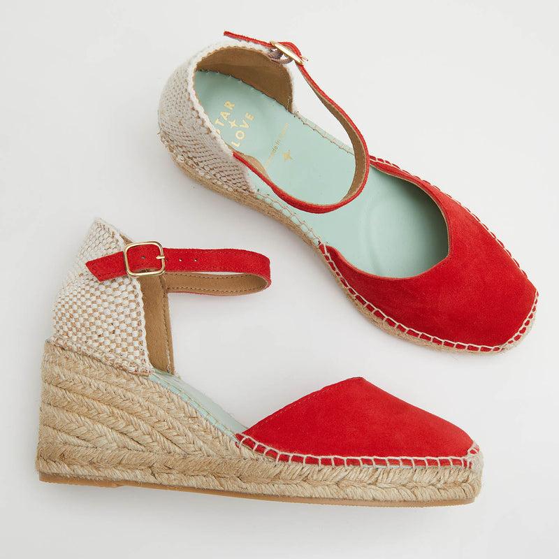 Star Love Alpargata Cuña Mujer ATRIA ROJO Hebilla