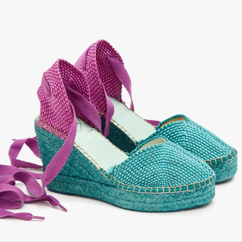 Star Love Alpargatas Verdes Con Lazo Morado | Beta