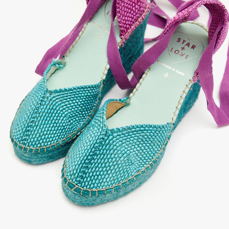 Star Love Alpargatas Verdes Con Lazo Morado | Beta