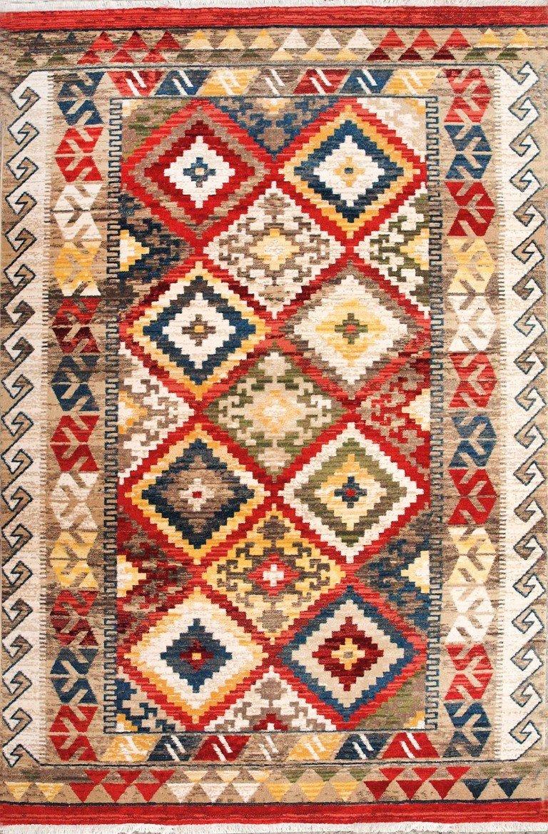 sualsa Alfombra estilo Kilim motivos étnicos multicolor. 232
