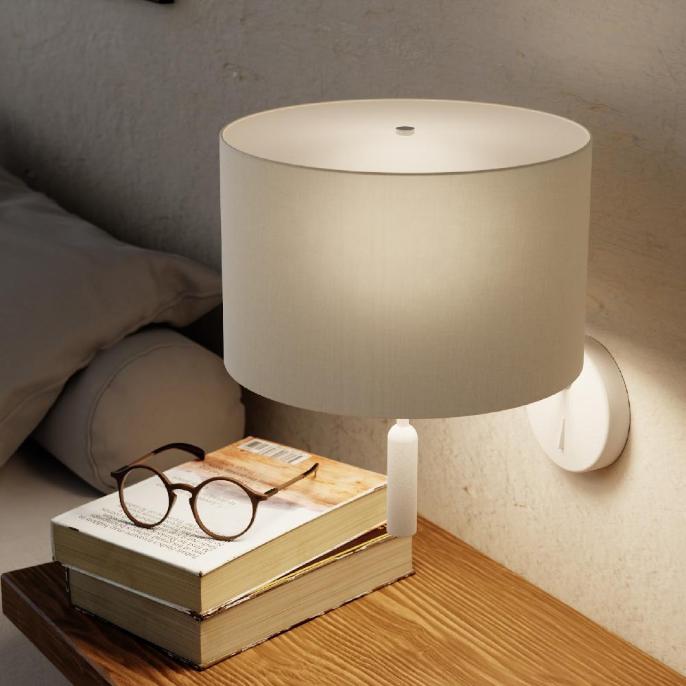 Sulion Aplique BASIC STYLO. Metal Blanco Y Pantalla Natural.| Sulion