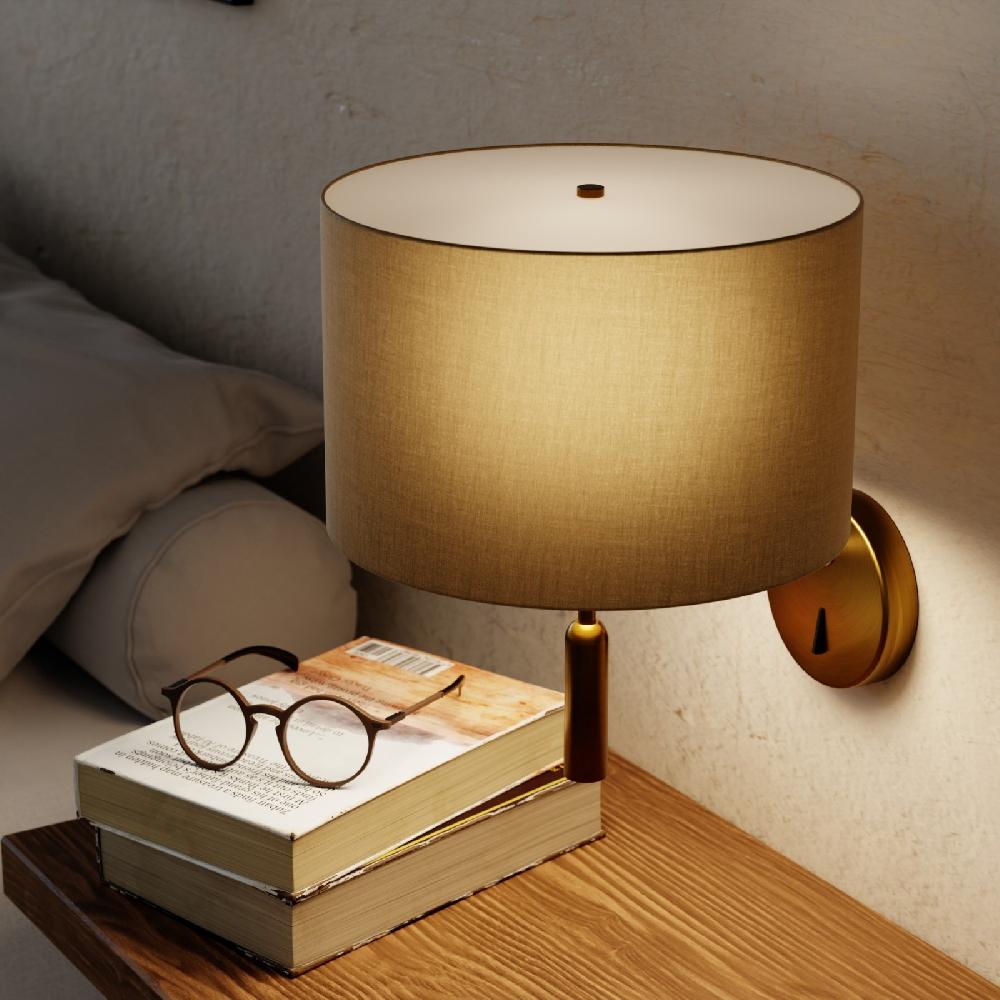 Sulion Aplique BASIC STYLO. Metal Latón Satinado Y Pantalla Natural.| Sulion