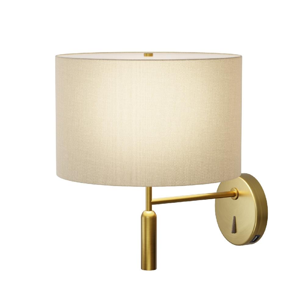 Sulion Aplique BASIC STYLO. Metal Latón Satinado Y Pantalla Natural.| Sulion