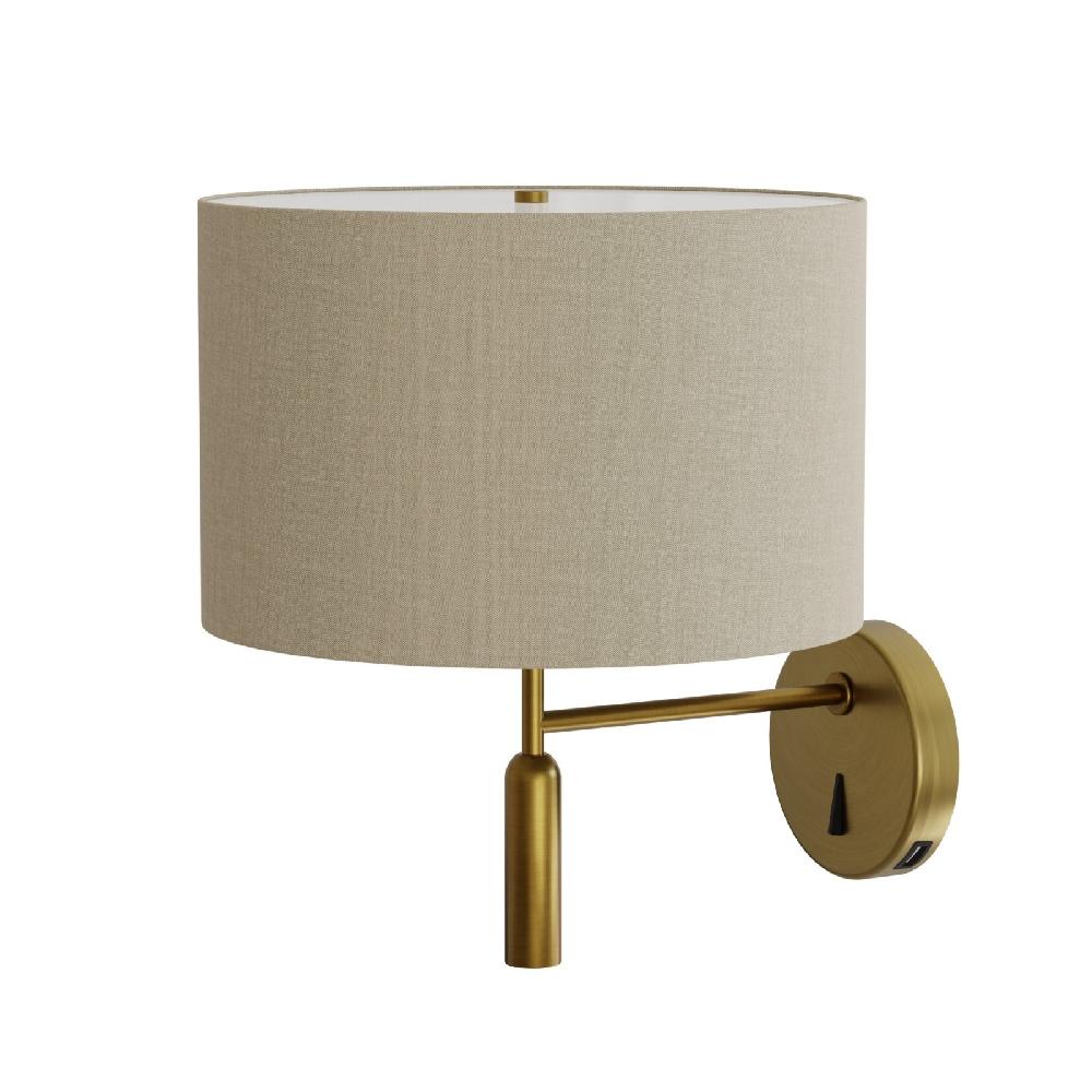 sulion Aplique BASIC STYLO. Metal latón satinado y pantalla natural.| Sulion