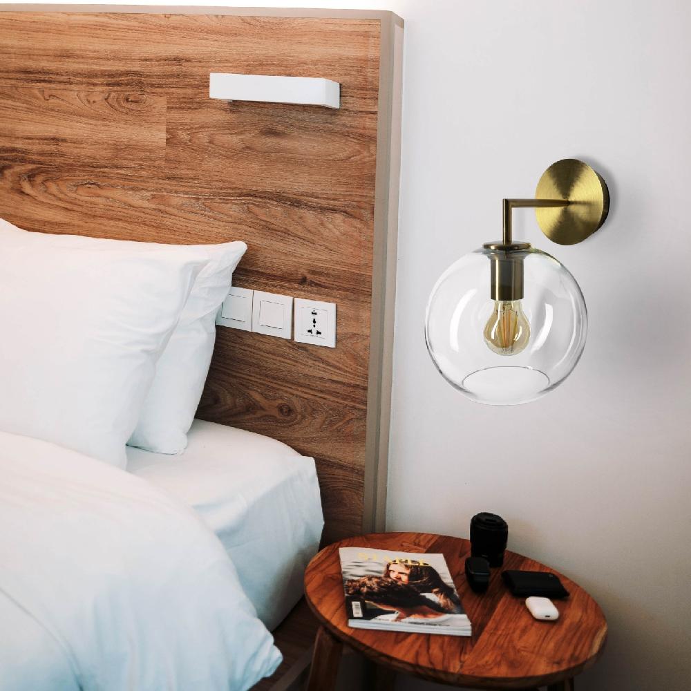 Sulion Aplique BOGART. Metal Latón Satinado Y Tulipa De Vidrio. 1xE27| Sulion