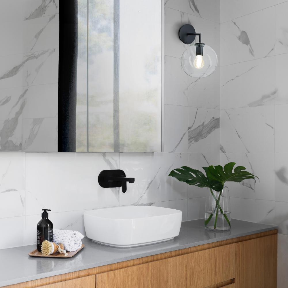 Sulion Aplique BOGART. Metal Negro Mate Y Tulipa De Vidrio. 1xE27 | Sulion