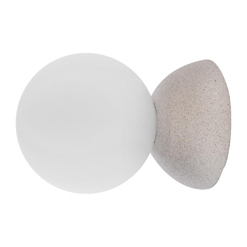 sulion Aplique CRETA. Bola de cristal blanca y base de hormigón. | Sulion
