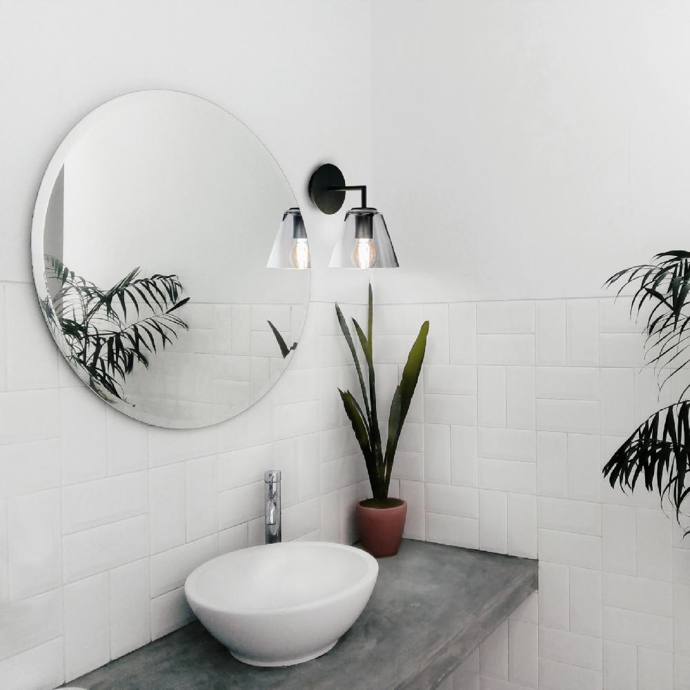 Sulion Aplique GASBY. Metal Negro Mate Y Tulipa De Vidrio. 1xE27 | Sulion