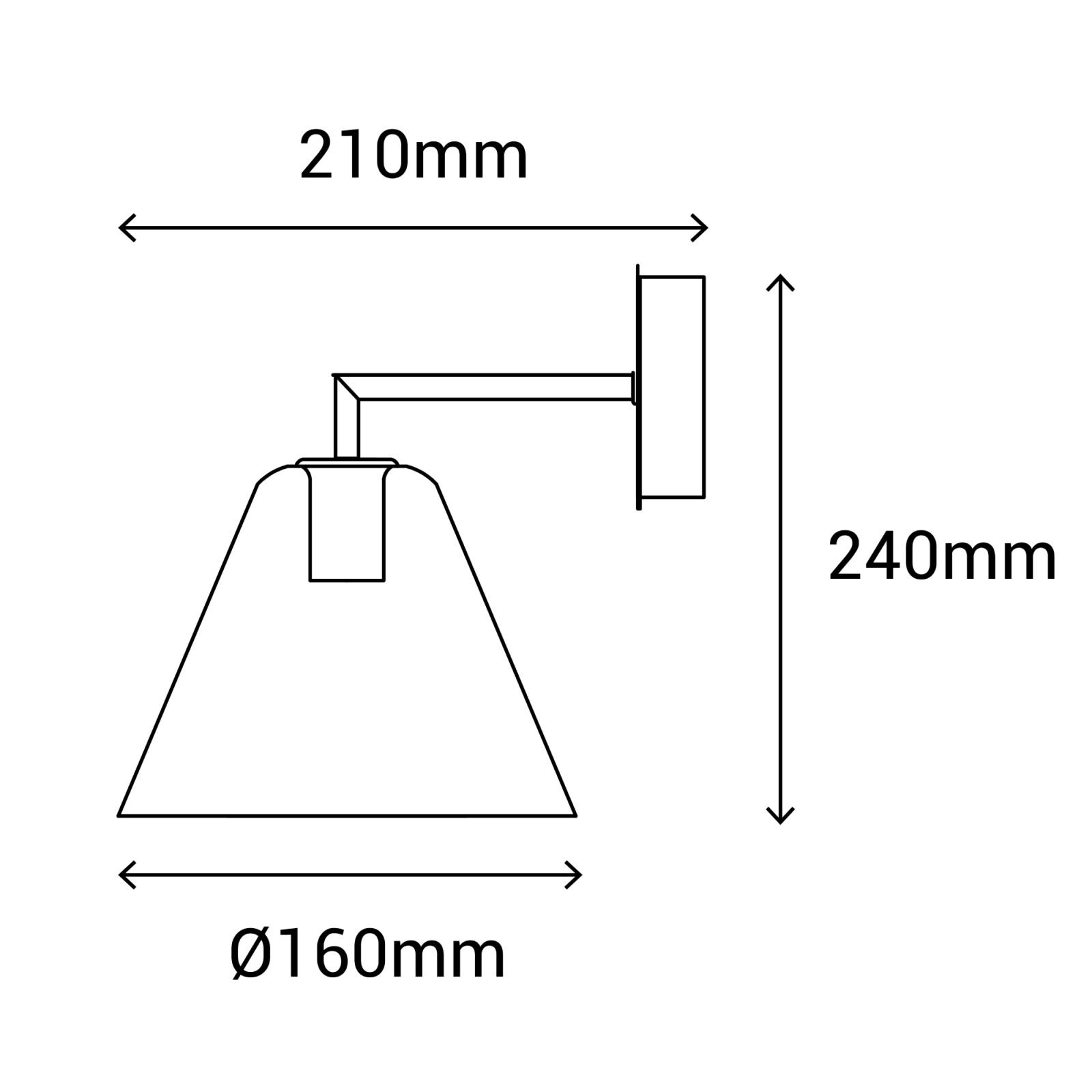 Sulion Aplique GASBY. Metal Negro Mate Y Tulipa De Vidrio. 1xE27 | Sulion