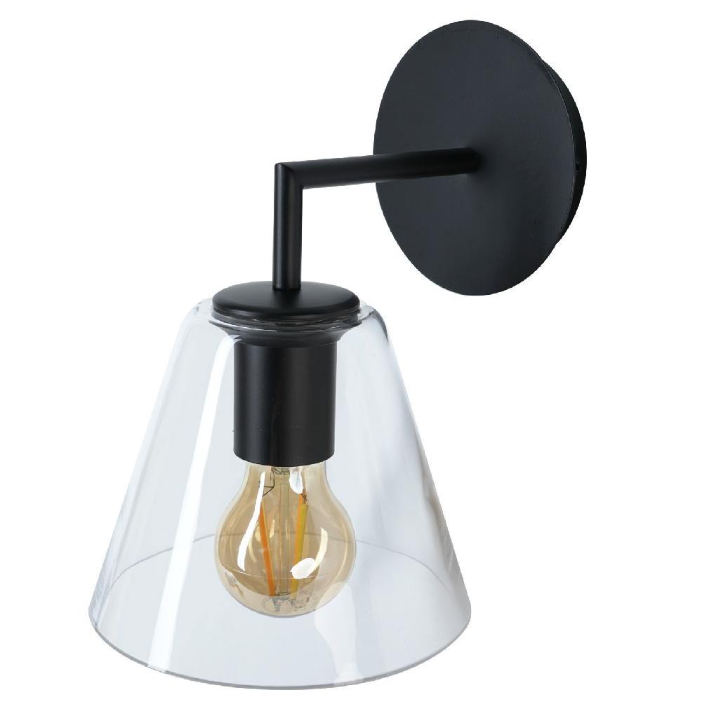 sulion Aplique GASBY. Metal negro mate y tulipa de vidrio. 1xE27 | Sulion