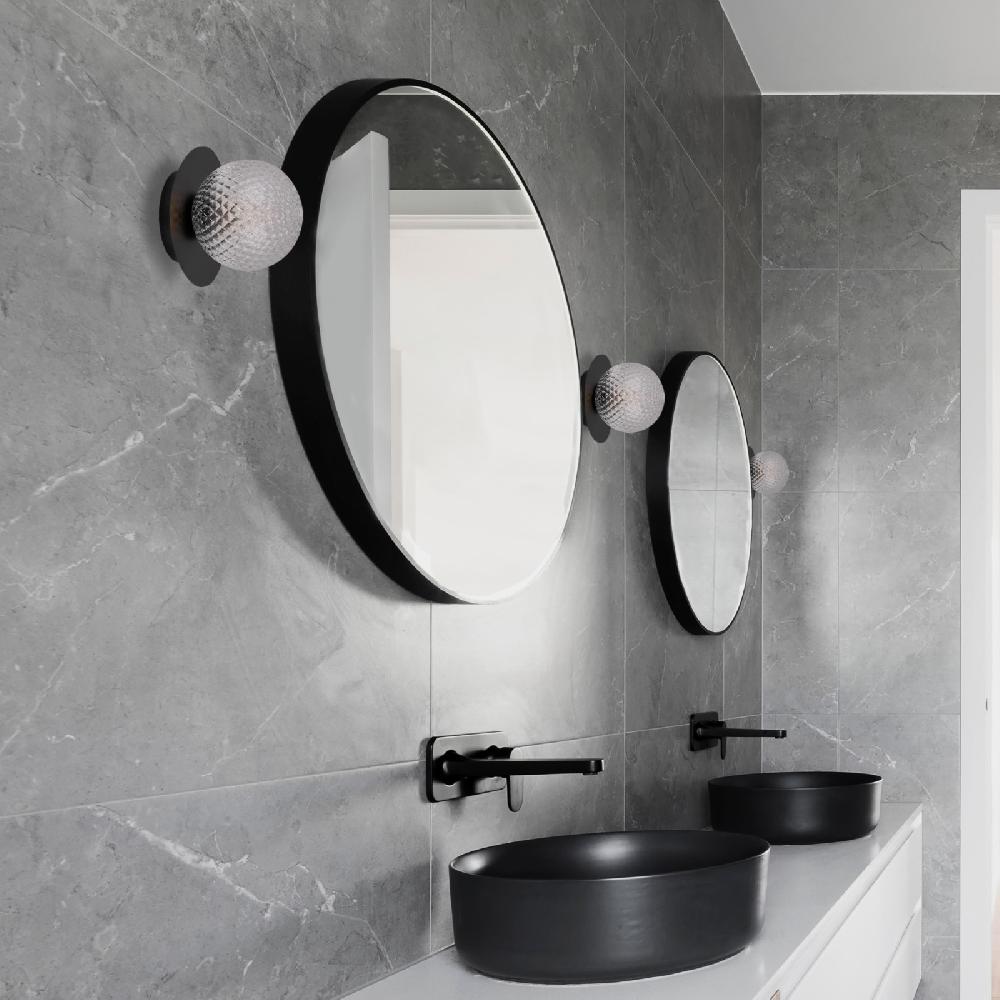 Sulion Aplique MUSA. Metal Negro Y Bola Vidrio Texturizada. 1XG9 | Sulion