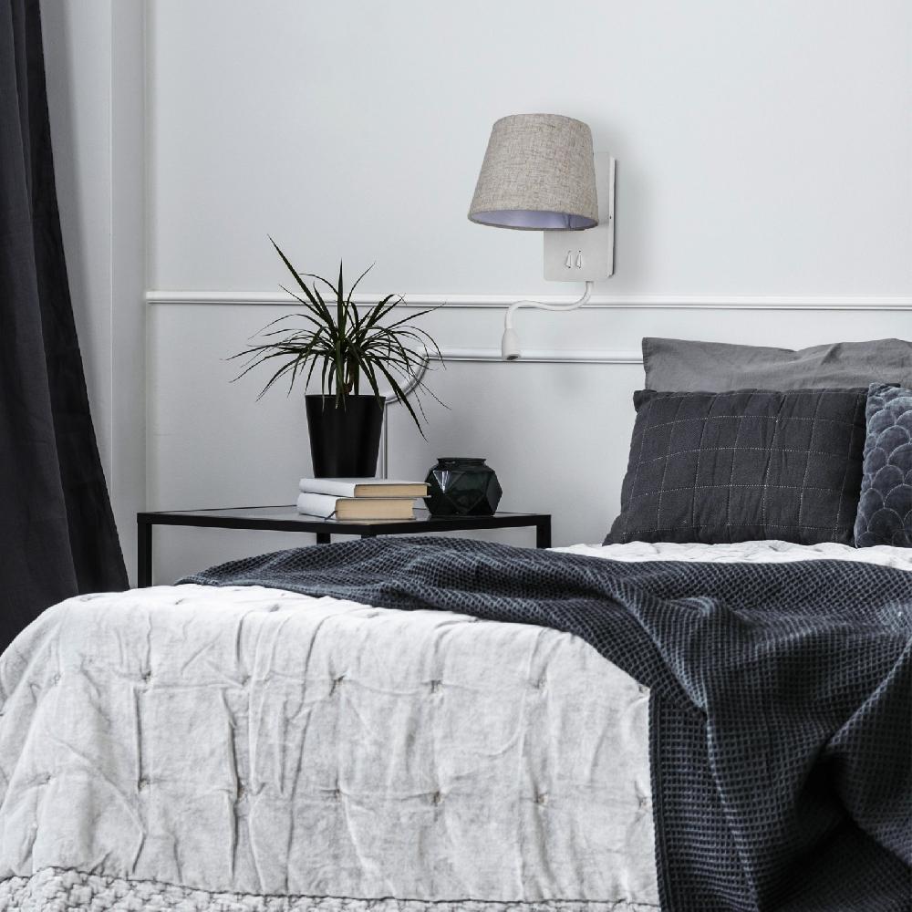 Sulion Aplique NABIA. Metal Blanco Y Pantalla Natural.1xE27/LED 3W | Sulion