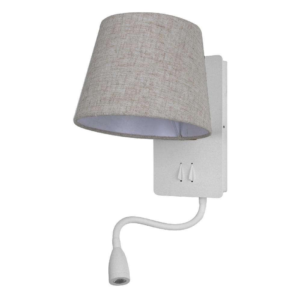 sulion Aplique NABIA. Metal blanco y pantalla natural.1xE27/LED 3W | Sulion